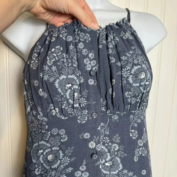 Madewell tie back button front midi dress blue floral sleeveless size 0 J32 - Picture 10 of 14
